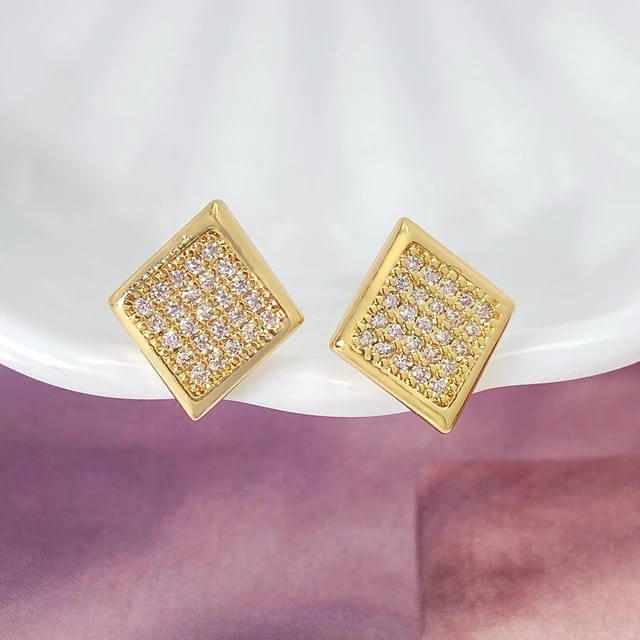 Yu Fashions Square Shaped Cute High Fashion Korean Earrings Pair