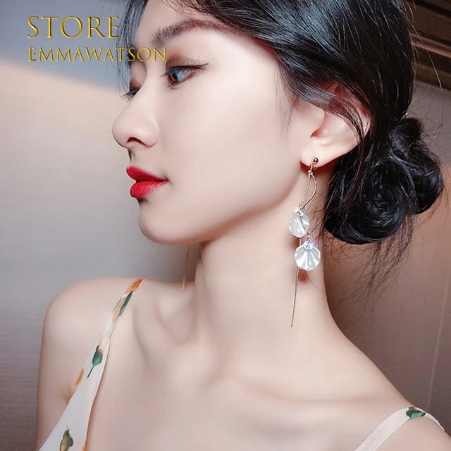 YU Fashions Seashell Drop Chain Korean Earrings Pair