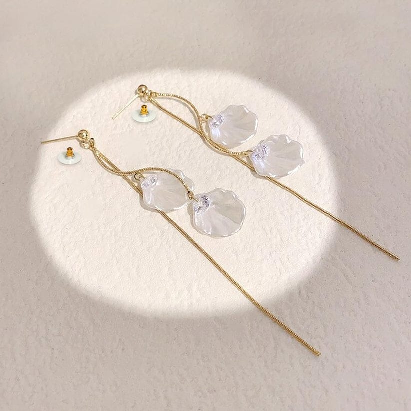 YU Fashions Seashell Drop Chain Korean Earrings Pair