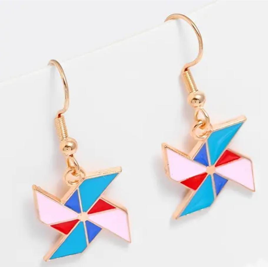 Yu Fashions Pin Wheel Cute Drop Korean Earrings Pair