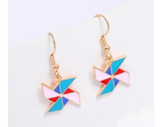 Yu Fashions Pin Wheel Cute Drop Korean Earrings Pair