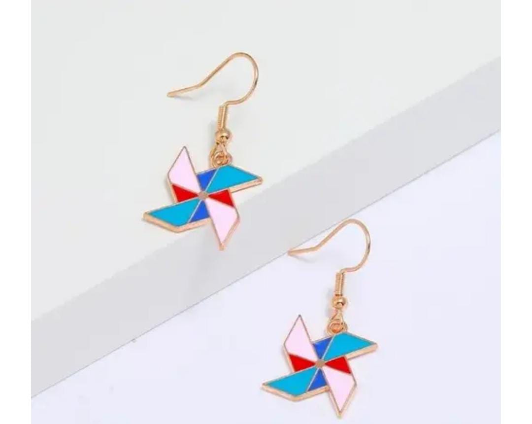 Yu Fashions Pin Wheel Cute Drop Korean Earrings Pair