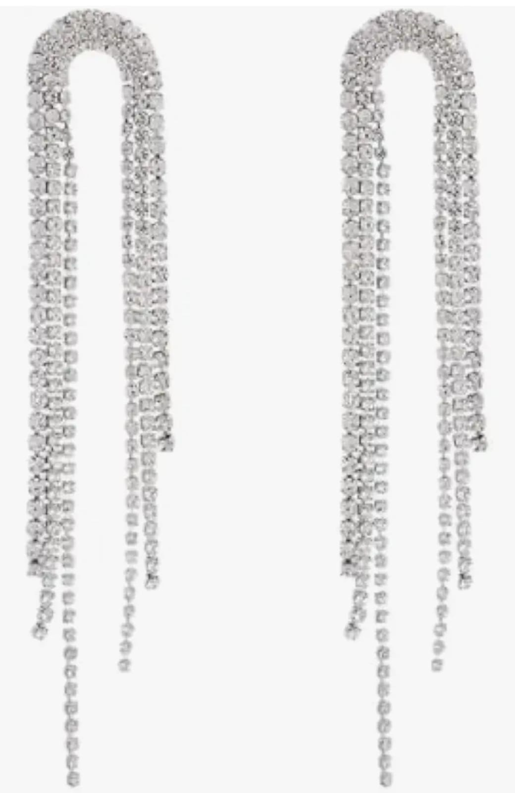 Yu Fashions High Fashion Trend Rhinestone Tassel Korean Earrings Pair