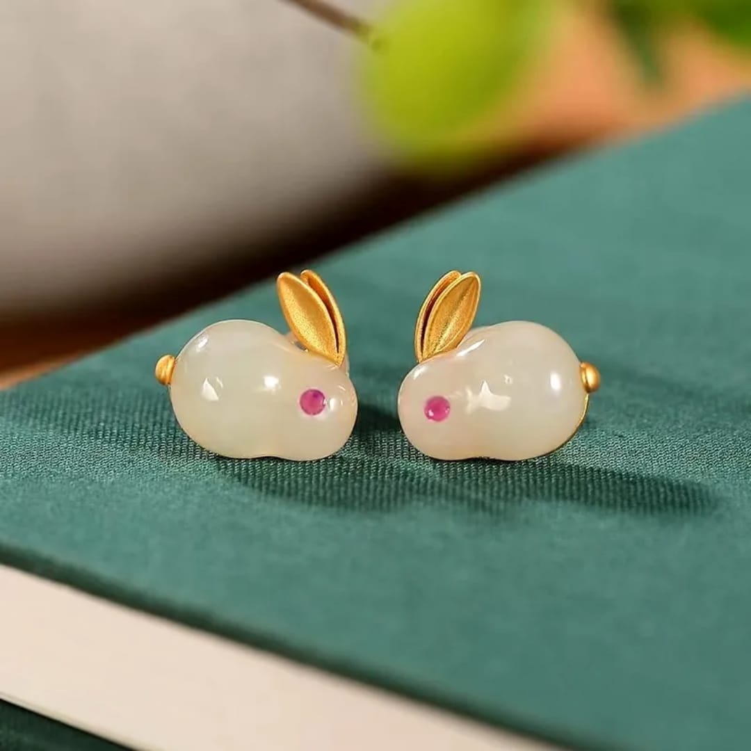 Yu Fashions Rabbit Animal shaped Cute 3D Korean Earrings pair
