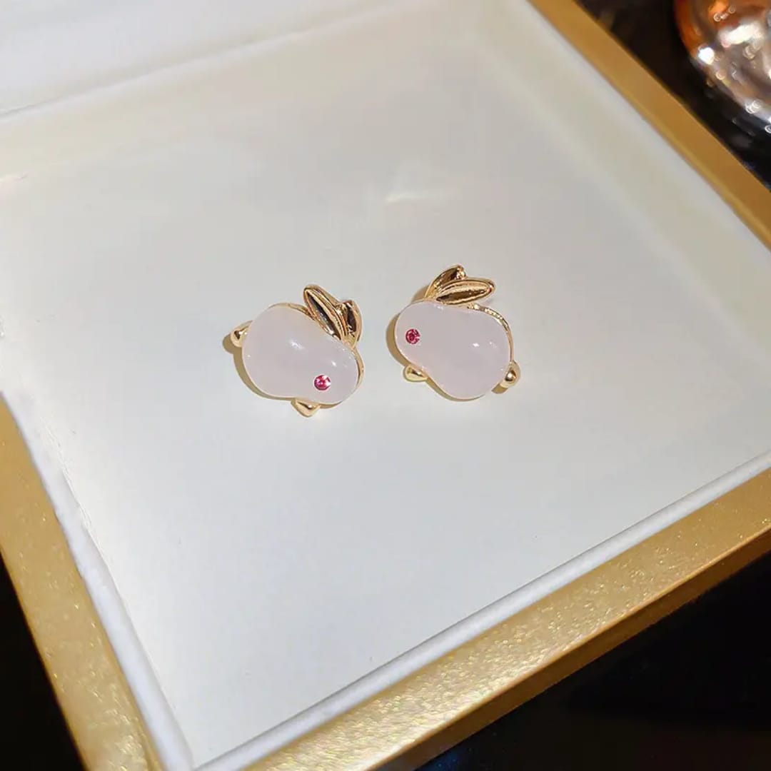Yu Fashions Rabbit Animal shaped Cute 3D Korean Earrings pair