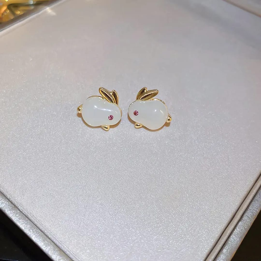 Yu Fashions Rabbit Animal shaped Cute 3D Korean Earrings pair