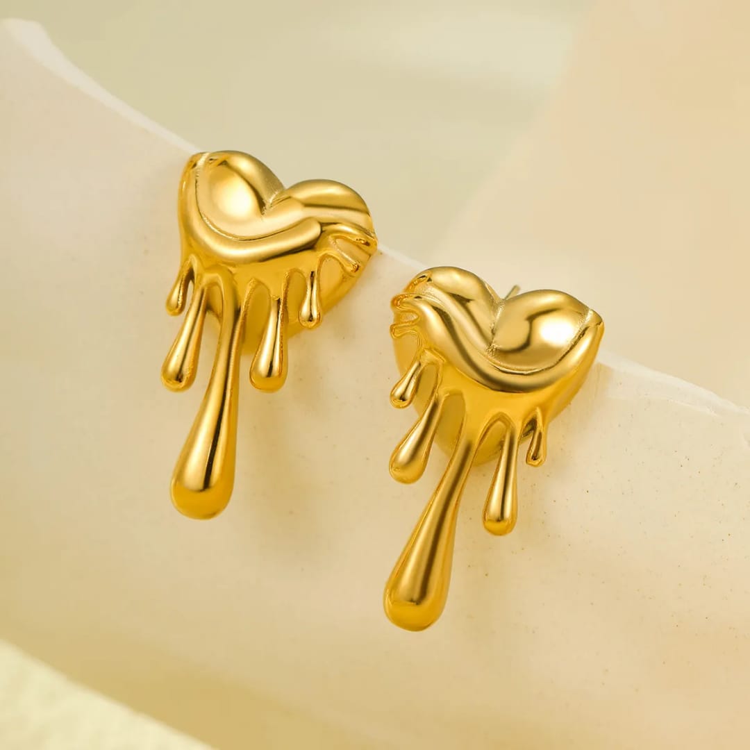 Yu Fashions Melted Anti-Tarnish High Fashion Heart Shaped Korean earrings