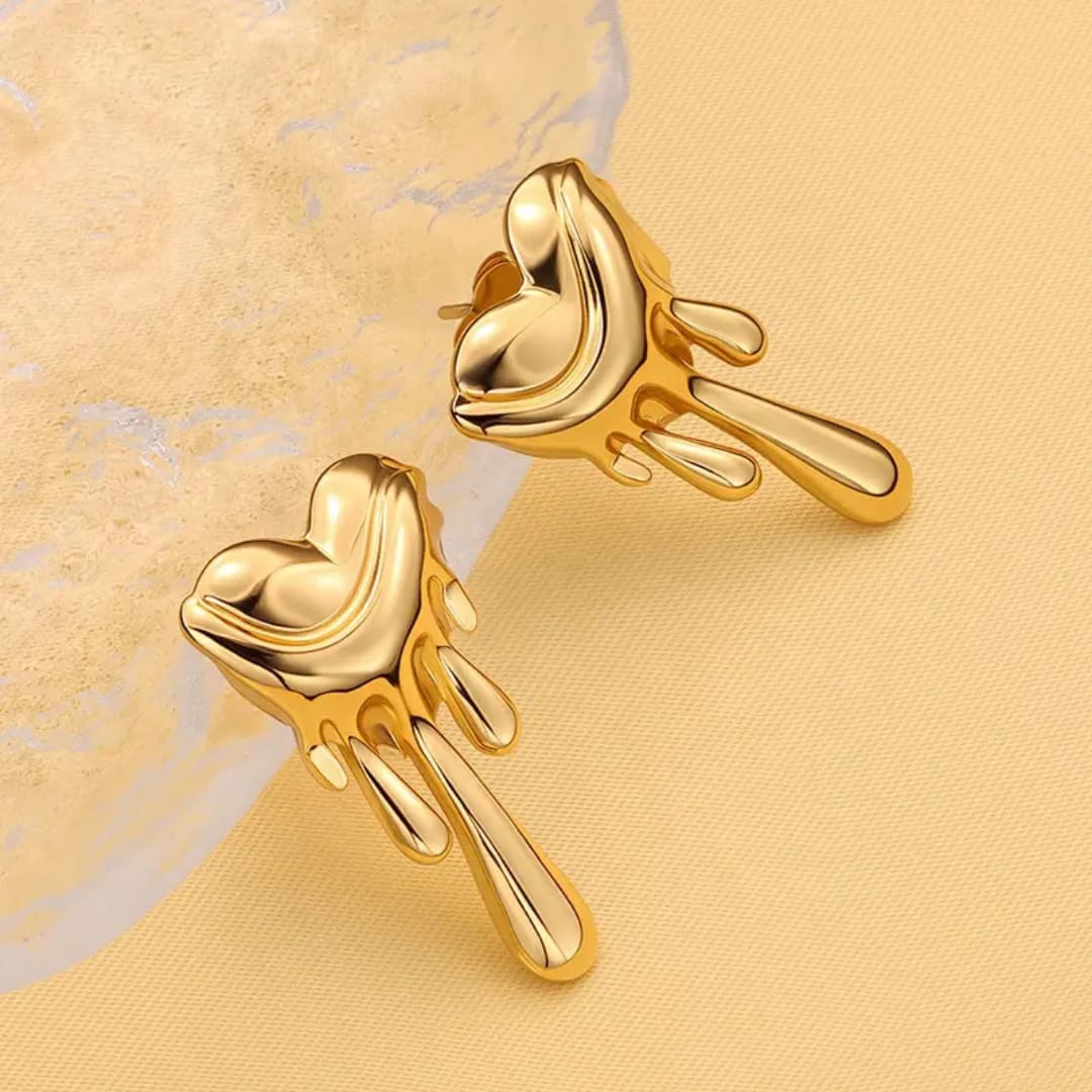 Yu Fashions Melted Anti-Tarnish High Fashion Heart Shaped Korean earrings
