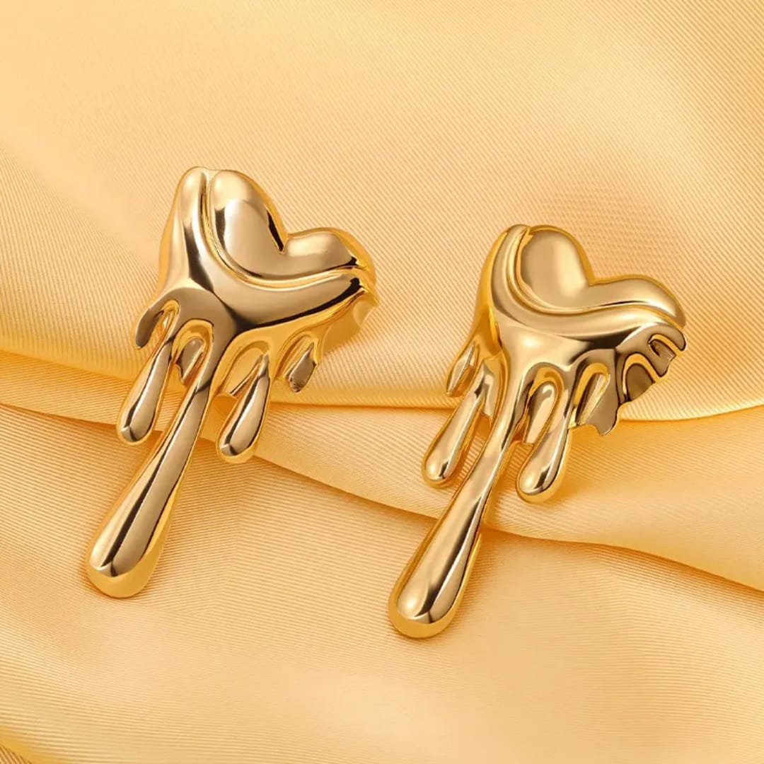 Yu Fashions Melted Anti-Tarnish High Fashion Heart Shaped Korean earrings