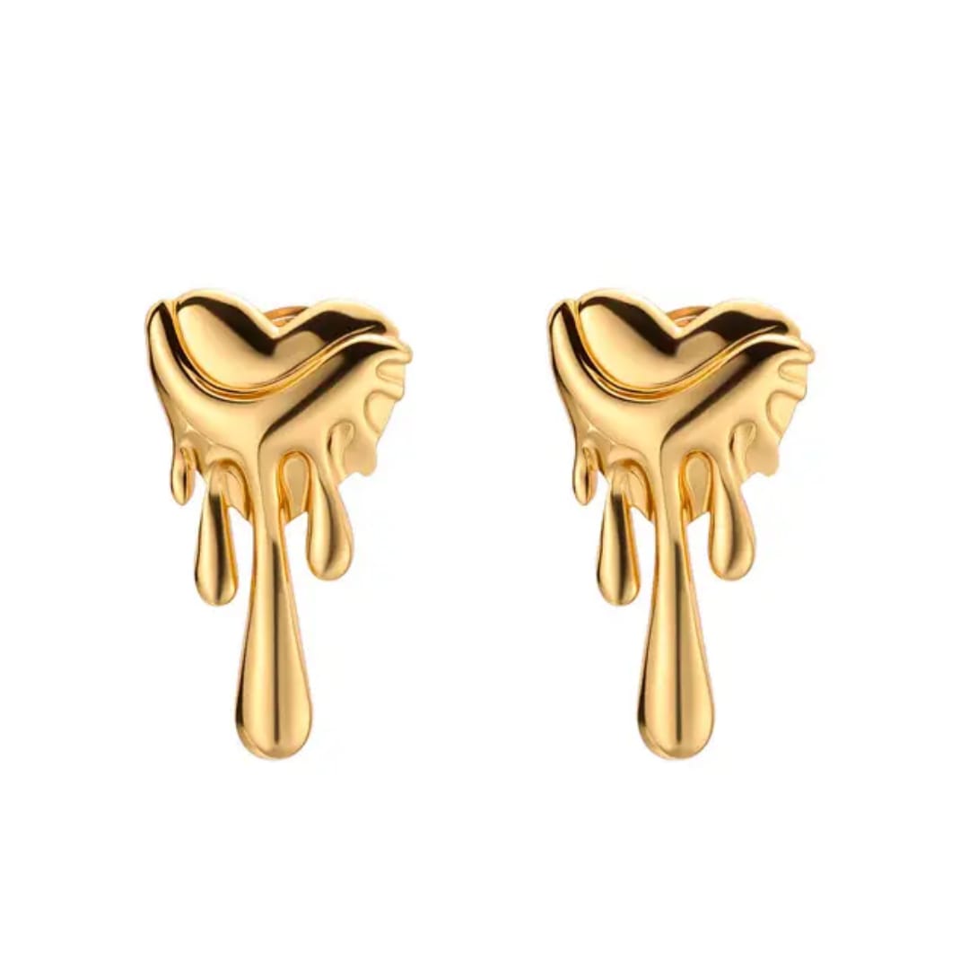 Yu Fashions Melted Anti-Tarnish High Fashion Heart Shaped Korean earrings