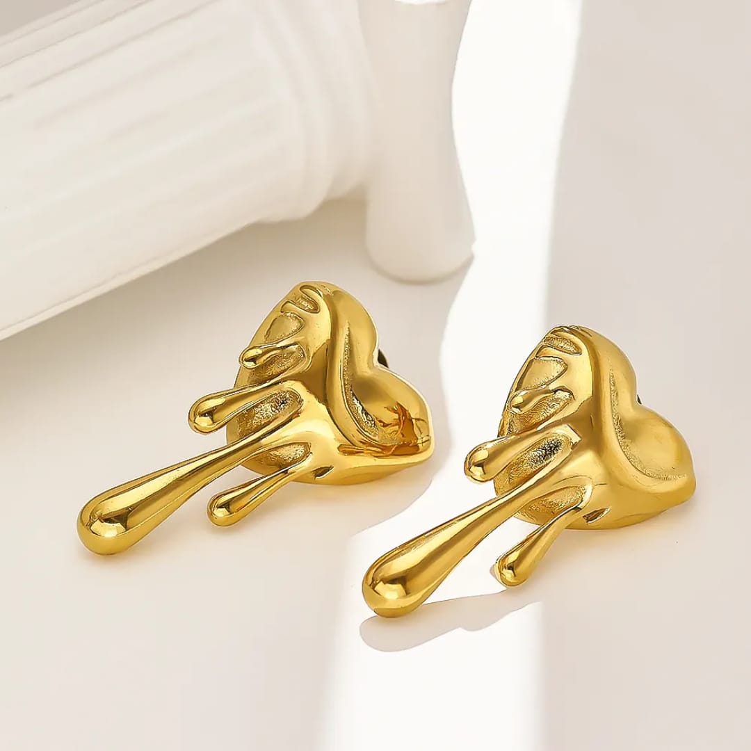 Yu Fashions Melted Anti-Tarnish High Fashion Heart Shaped Korean earrings