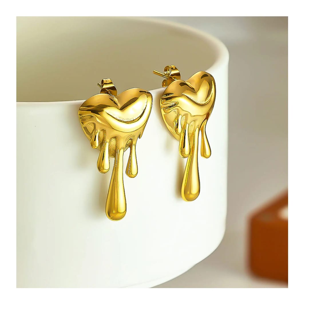 Yu Fashions Melted Anti-Tarnish High Fashion Heart Shaped Korean earrings