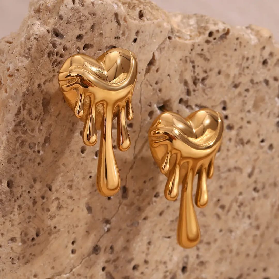 Yu Fashions Melted Anti-Tarnish High Fashion Heart Shaped Korean earrings