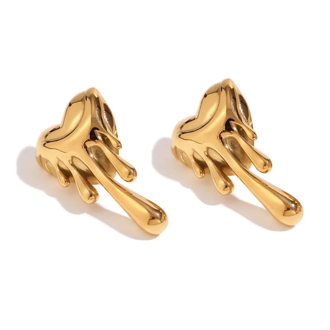 Yu Fashions Melted Anti-Tarnish High Fashion Heart Shaped Korean earrings
