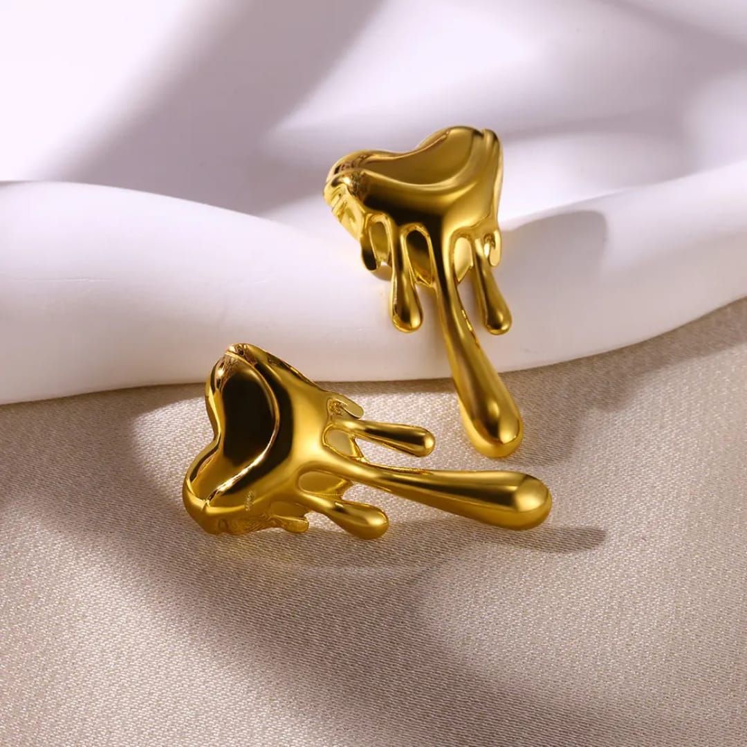 Yu Fashions Melted Anti-Tarnish High Fashion Heart Shaped Korean earrings