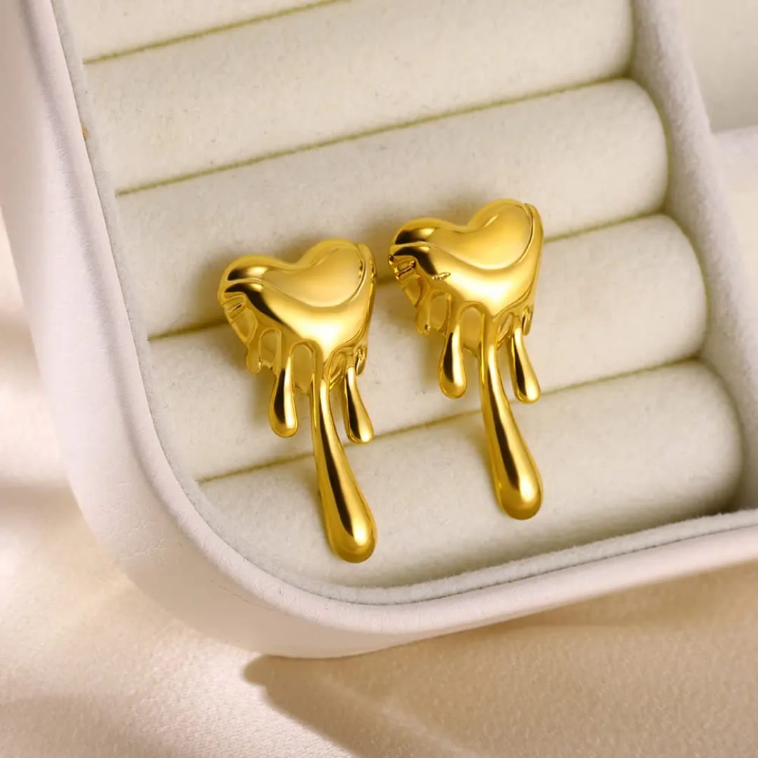 Yu Fashions Melted Anti-Tarnish High Fashion Heart Shaped Korean earrings
