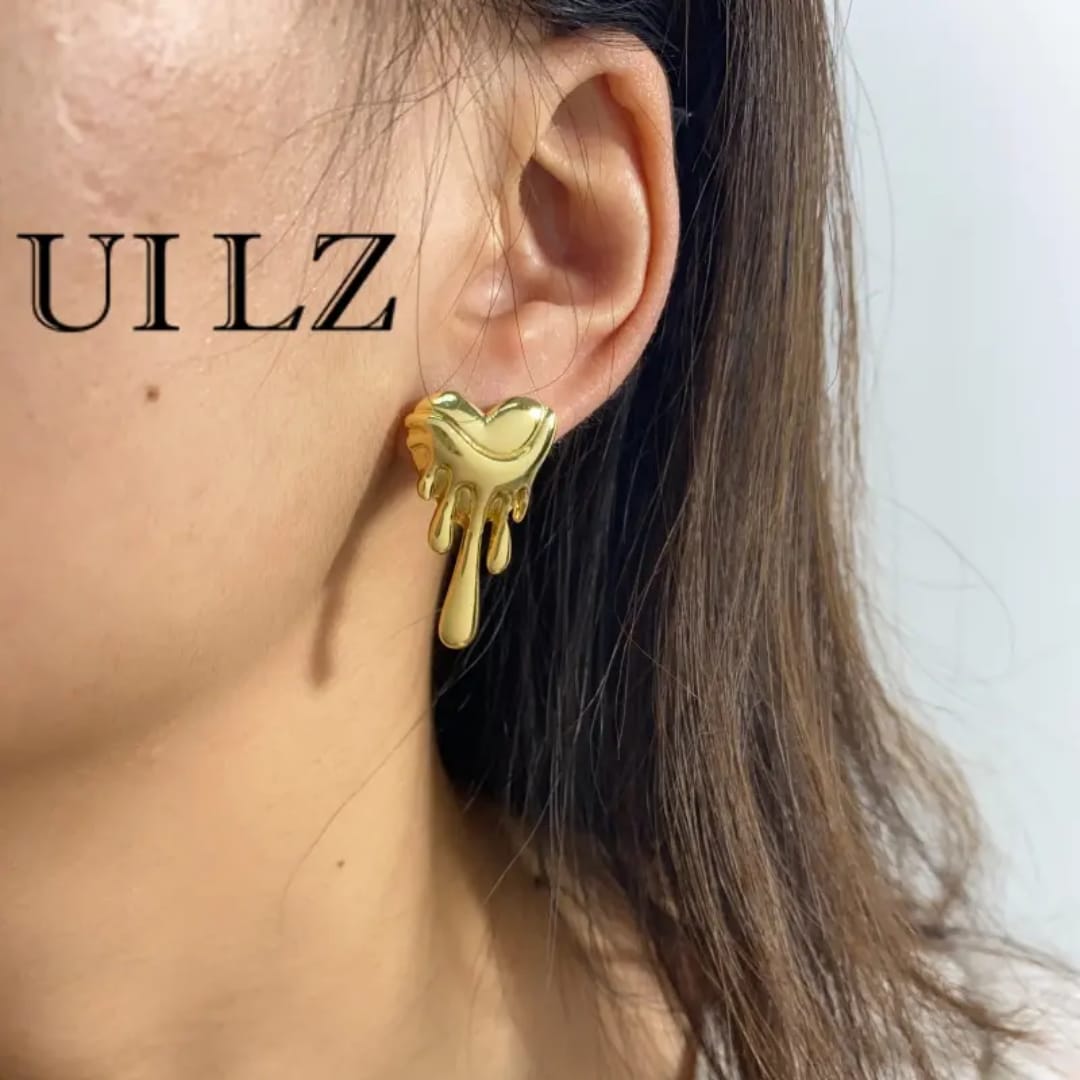 Yu Fashions Melted Anti-Tarnish High Fashion Heart Shaped Korean earrings