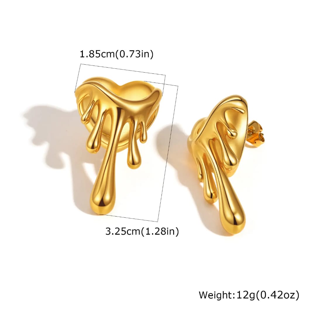 Yu Fashions Melted Anti-Tarnish High Fashion Heart Shaped Korean earrings