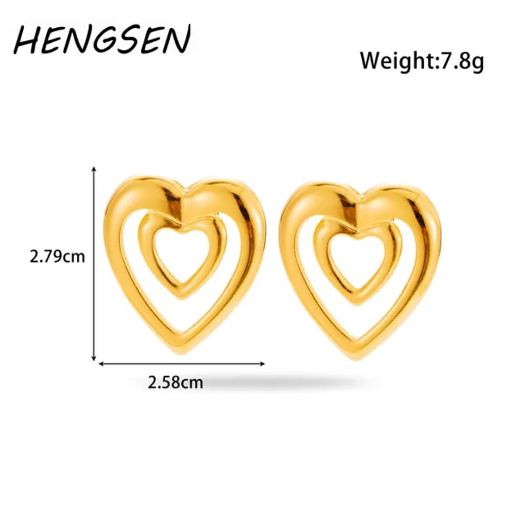 Yu Fashions Heart Shaped Anti Tarnish Geometrical High Fashion Korean Earrings