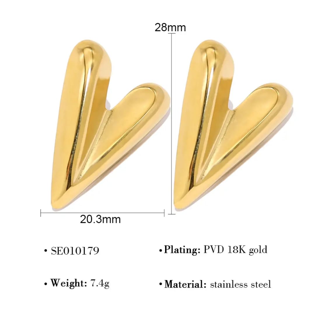 Yu Fashions Heart Golden Anti Tarnish Geometrical High Fashion Korean earrings