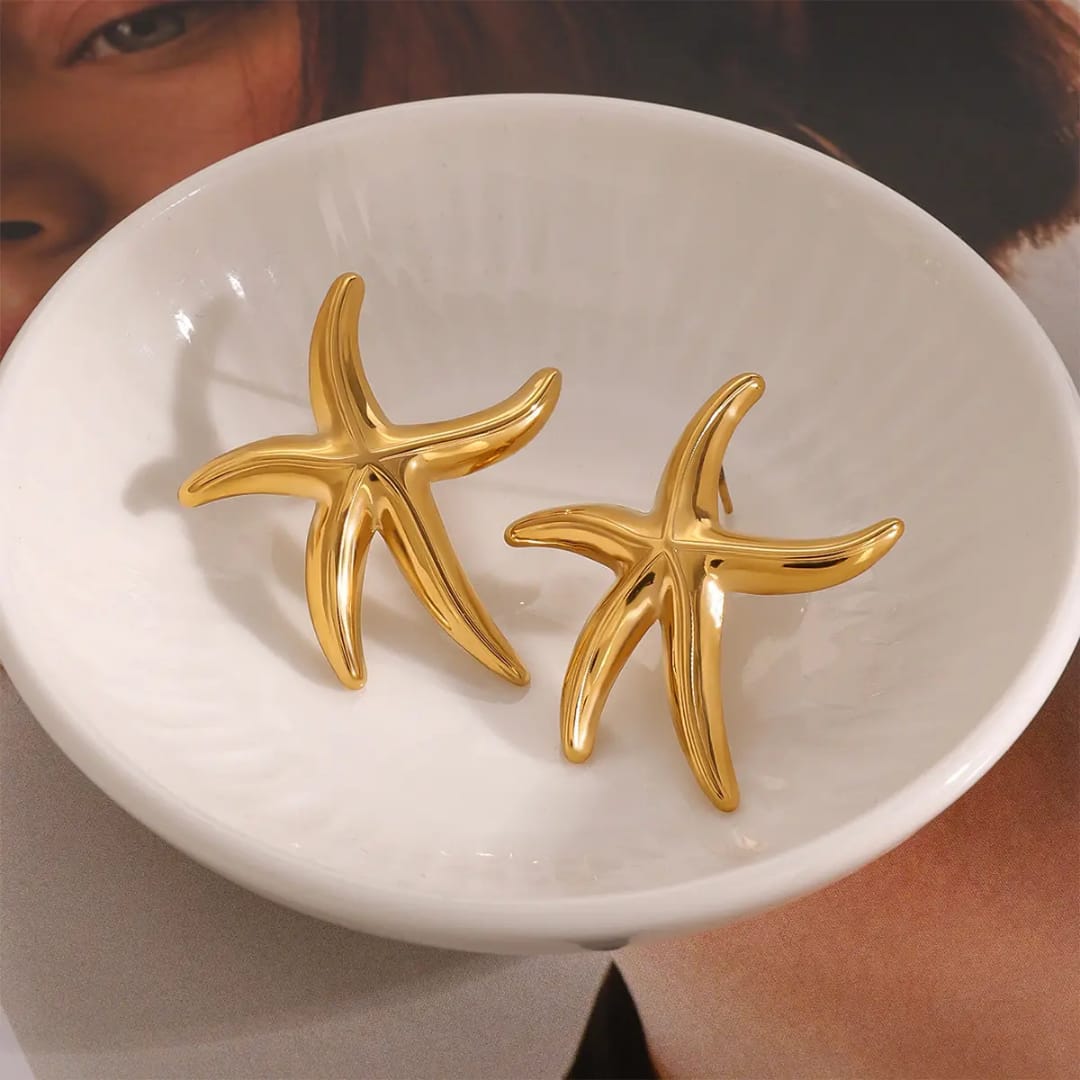 Yu Fashions Starfish Seashell Ocean Sea Star High Fashion Anti Tarnish Waterproof Korean Earrings