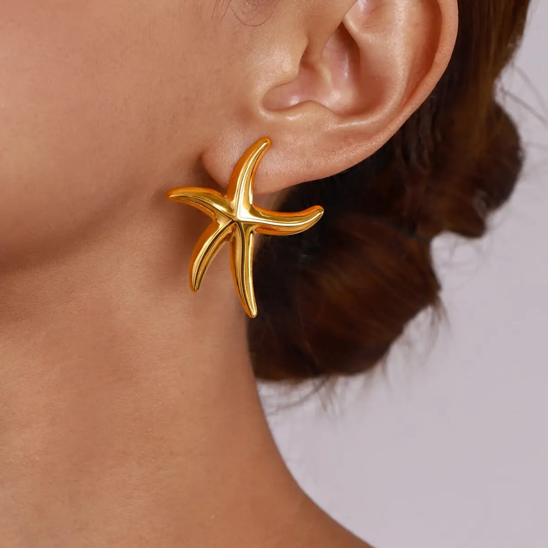 Yu Fashions Starfish Seashell Ocean Sea Star High Fashion Anti Tarnish Waterproof Korean Earrings