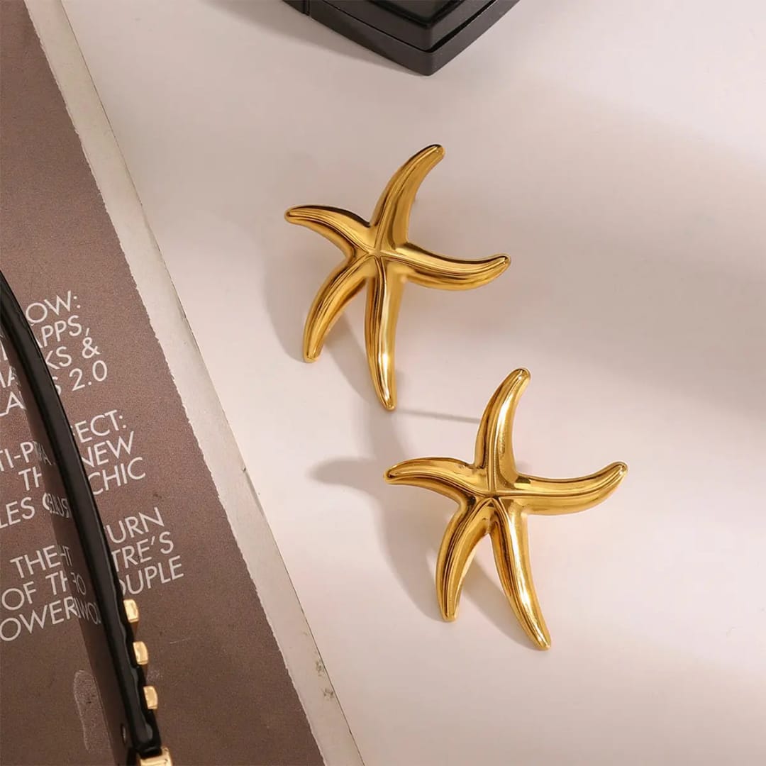 Yu Fashions Starfish Seashell Ocean Sea Star High Fashion Anti Tarnish Waterproof Korean Earrings
