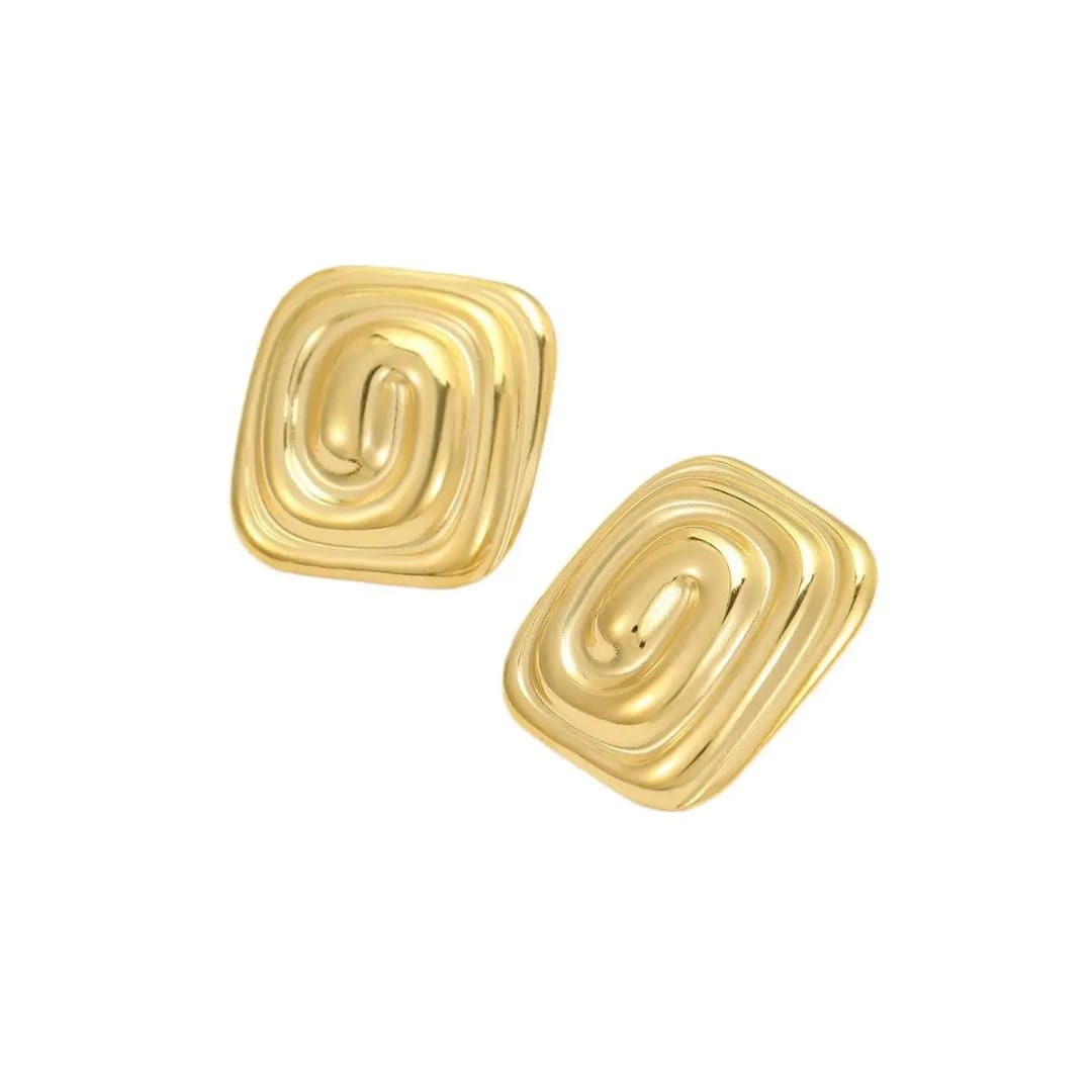 Yu Fashions Melted Square Shaped Zig Zag Anti Tarnish waterproof Korean earrings