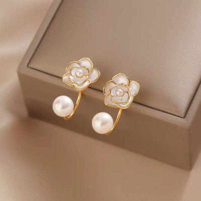 Yu Fashions Pearl Flower Cute Detachable High Fashion Korean Earrings pair