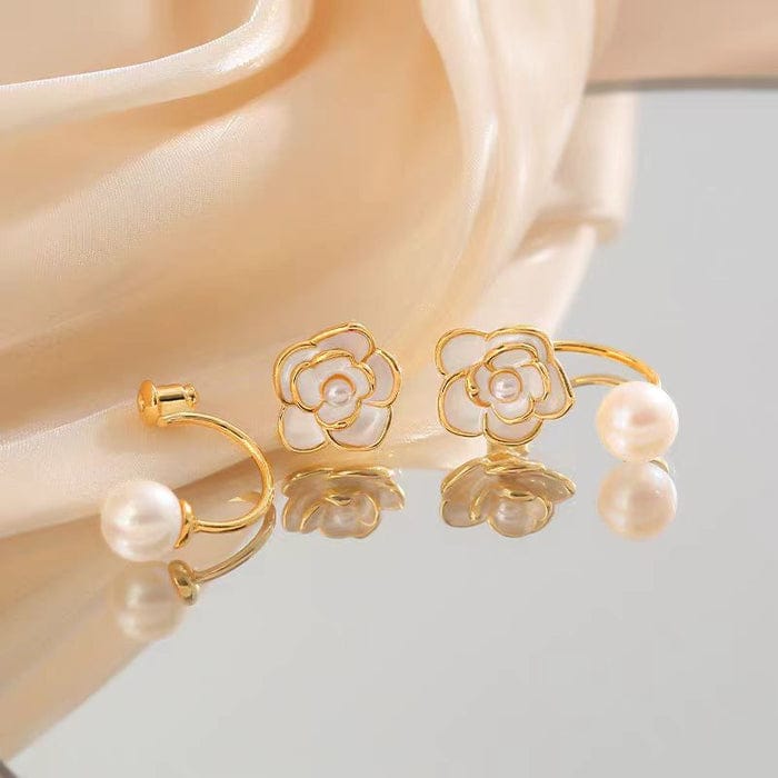 Yu Fashions Pearl Flower Cute Detachable High Fashion Korean Earrings pair