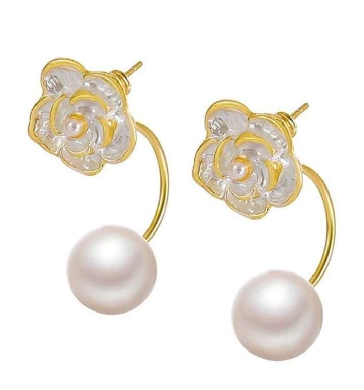 Yu Fashions Pearl Flower Cute Detachable High Fashion Korean Earrings pair