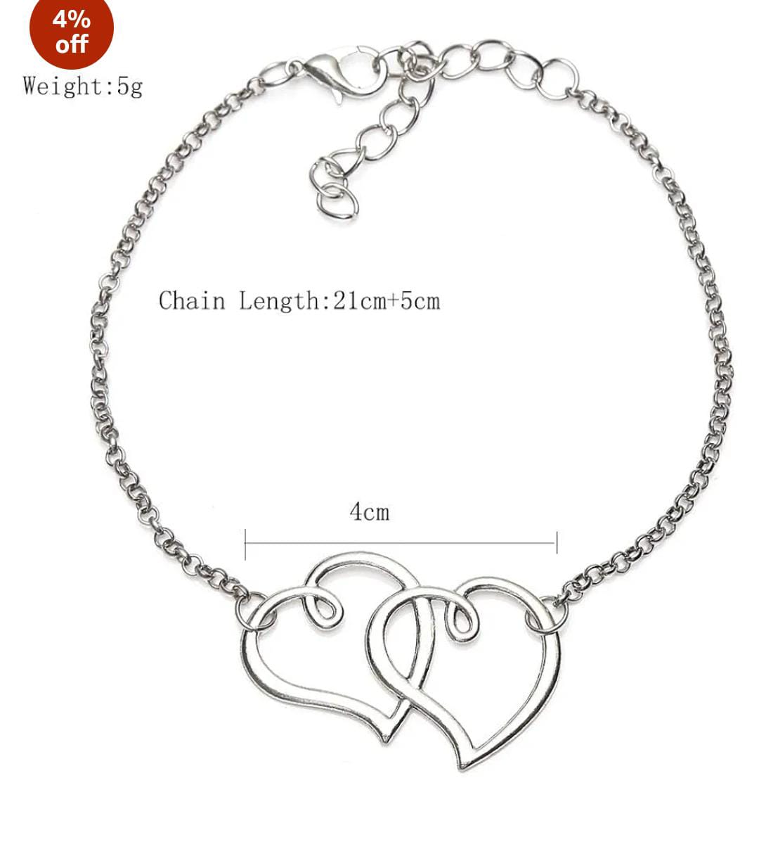 Yu Fashions Dual Heart Toggle Cute Korean Anklet