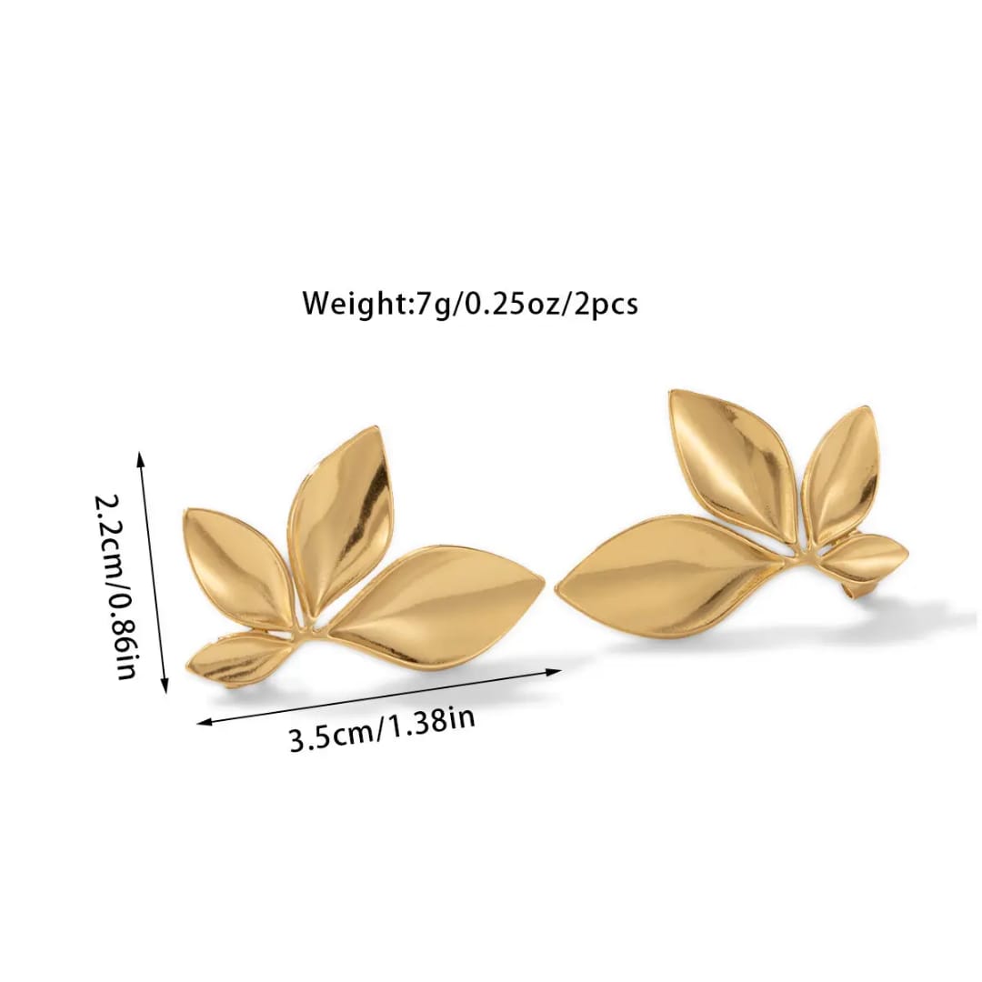 Yu Fashions Anti Tarnish Glossy leaf flower gold plated High Fashion Korean Earrings