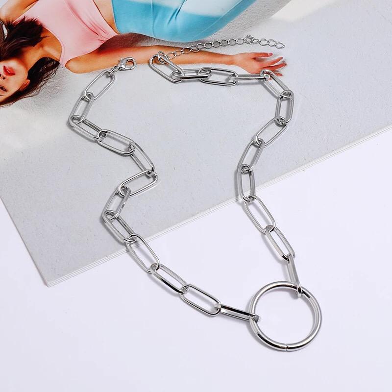 Yu Fashions Circle Pendent Link Chain Necklace