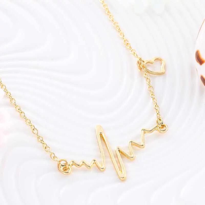 Yu Fashions Heartbeat with Cute Heart Minimal Pendent Necklace Chain
