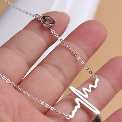 Yu Fashions Heartbeat with Cute Heart Minimal Pendent Necklace Chain