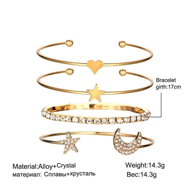 Yu Fashions Heart Star Moon High Fashion Multilayered Korean Bracelet