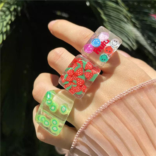 Yu Fashions pinterest Inspired Funky Punk Fruit  Kiwi  Ring