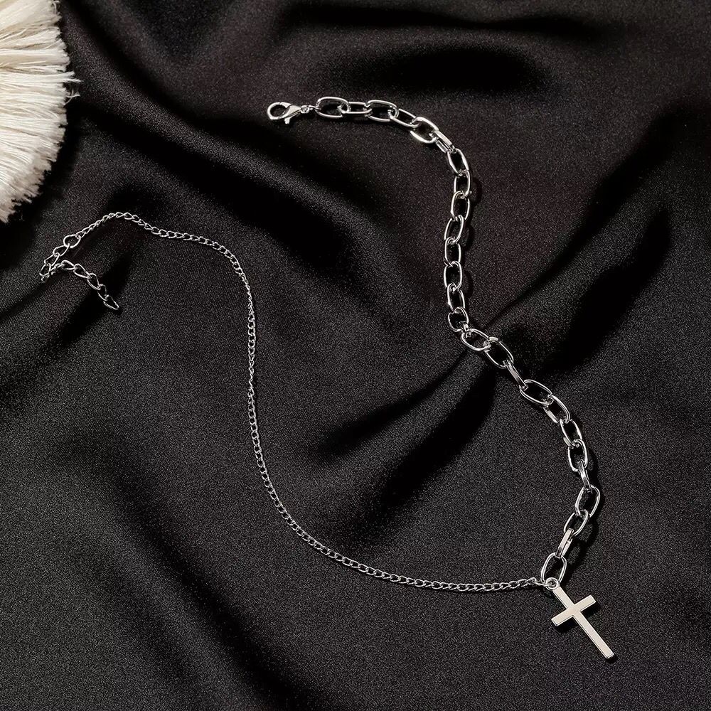 Yu Fashions Half Link Cross Pendent Necklace Chain