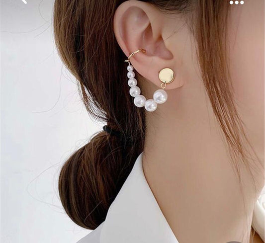 Yu Fashions Cute Pearl Single Pc Earhook Crawler Korean Earring