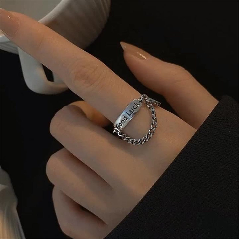 Yu fashions Good Luck Chain Boho Korean Ring Set of 2