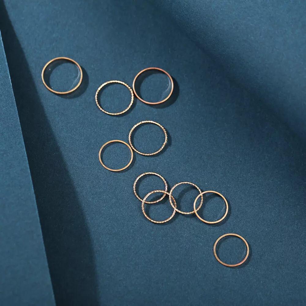 YU Fashions Minimal High Fashion Korean Ring Set of 10