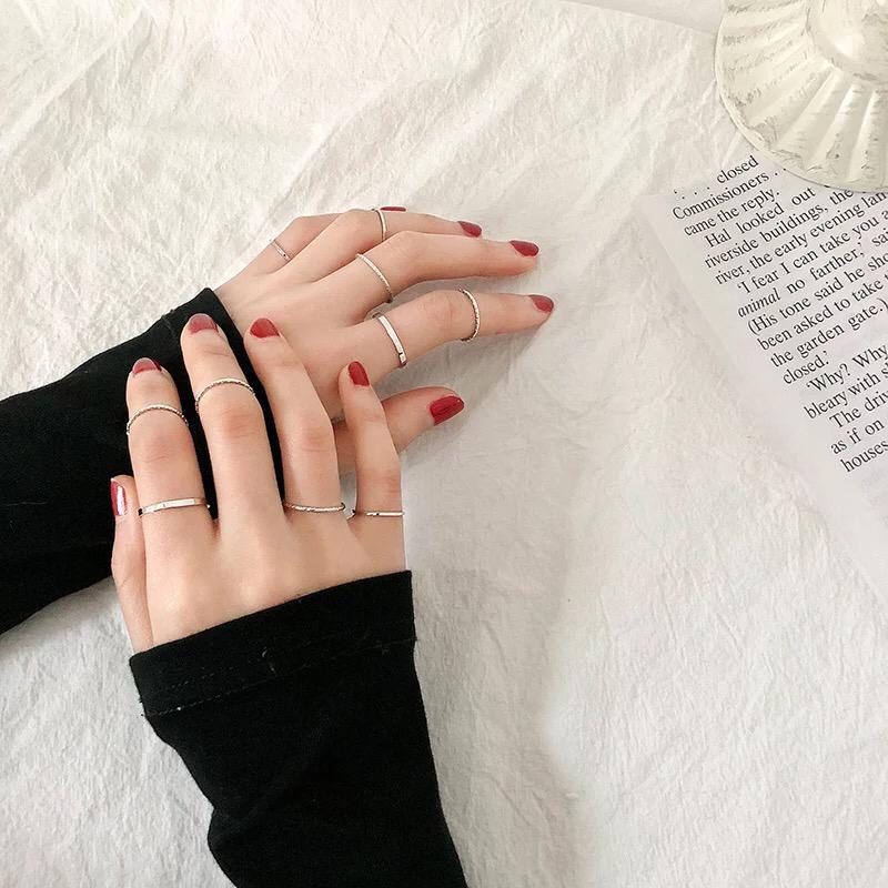 YU Fashions Minimal High Fashion Korean Ring Set of 10