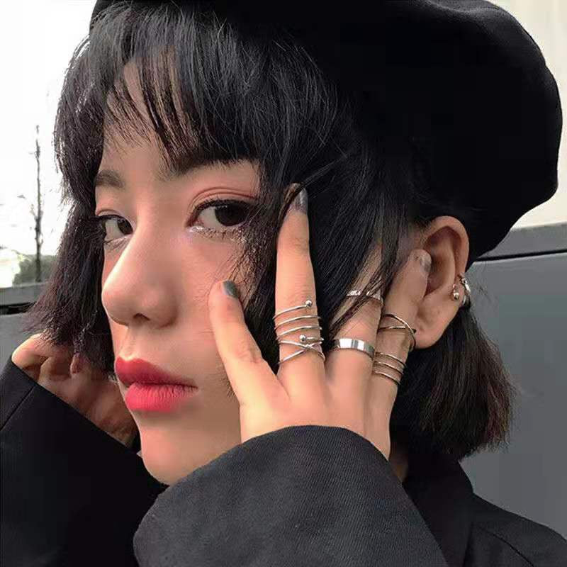 Yu Fashions Silver Spiral Korean High Fashion Korean Ring set of 6