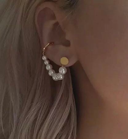 Yu Fashions Cute Pearl Single Pc Earhook Crawler Korean Earring