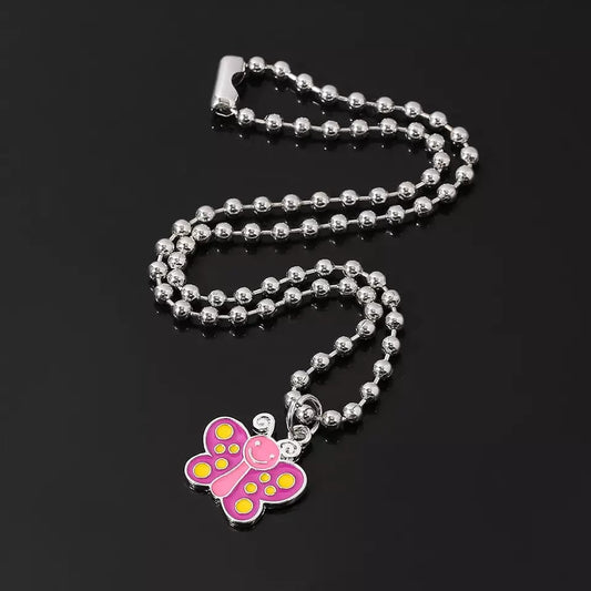 Yu Fashions Pink Purple Insect Butterfly Cute Korean Necklace
