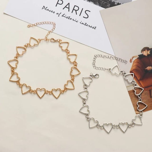 Yu Fashions Hearts Choker Link Necklace Chain