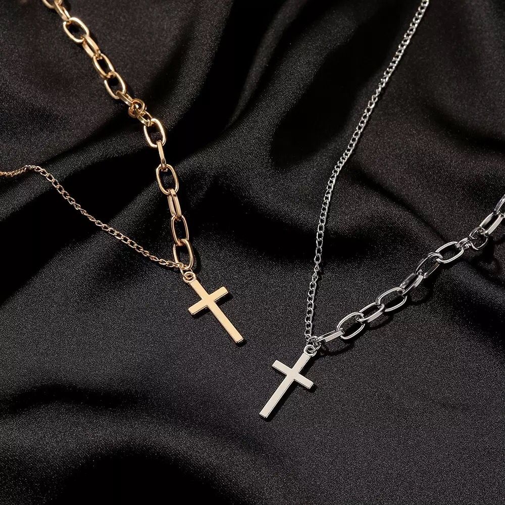Yu Fashions Half Link Cross Pendent Necklace Chain