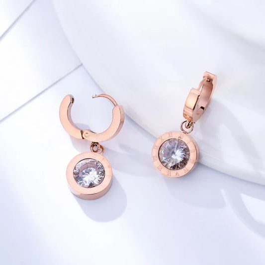 Yu Fashions Roman Timer Cute Stone Korean Earrings Pair
