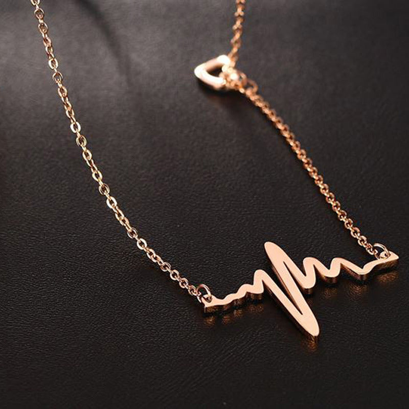 Yu Fashions Heartbeat with Cute Heart Minimal Pendent Necklace Chain